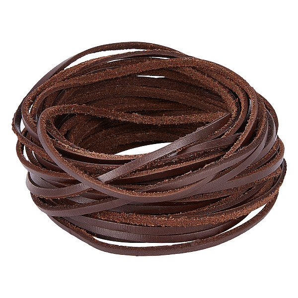 

PandaHall GORGECRAFT 11Yds 3mm Flat Genuine Leather Cord String Natural Leather Craft Lace Strips Full Grain Cowhide Braiding String Roll...