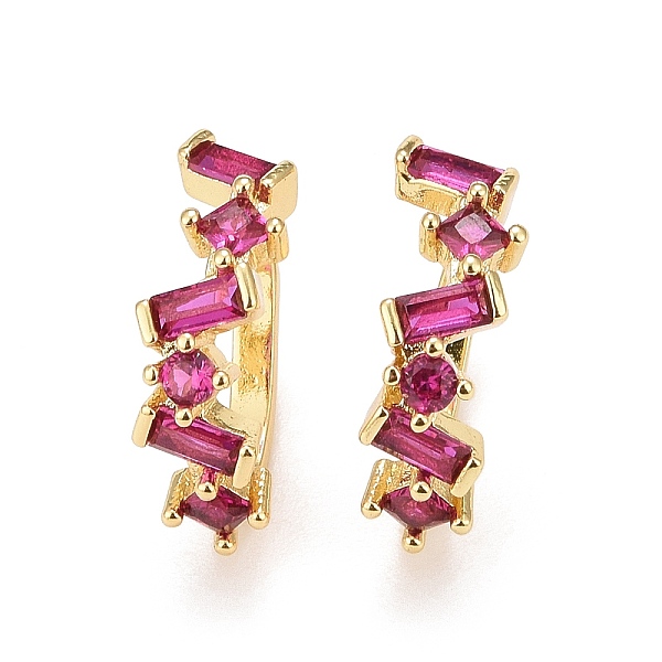 

PandaHall Cubic Zirconia Star Cuff Earrings, Real 18K Gold Plated Brass Jewelry for Non Piercing, Lead Free & Cadmium Free, Camellia..., Pink