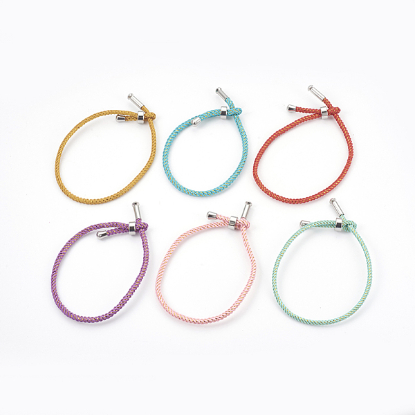 

PandaHall Couple Adjustable Nylon Cord Bracelets, Bolo Bracelets, Slider Bracelets, Box Chains, with Brass Findings, Long-Lasting Plated..., Multicolor