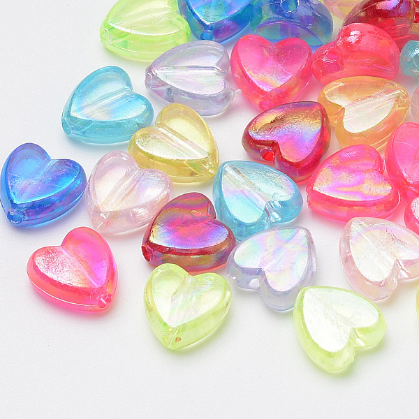

PandaHall Transparent Acrylic Beads, for Name Bracelets & Jewelry Making, AB Color, Heart, Mixed Color, 8.5x8.5x4mm, Hole: 1mm, about..., Multicolor