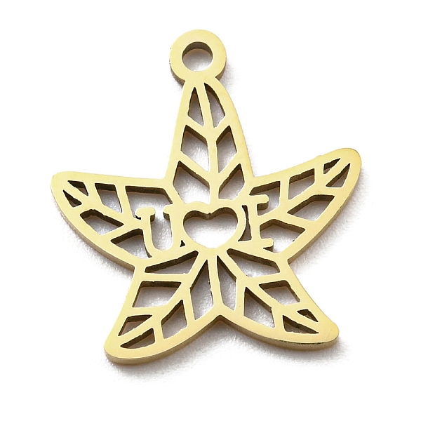 

PandaHall Ion Plating(IP) 316L Surgical Stainless Steel Pendants, Laser Cut, Starfish Charm, Real 18K Gold Plated, 16.5x15x1mm, Hole: 1.4mm...