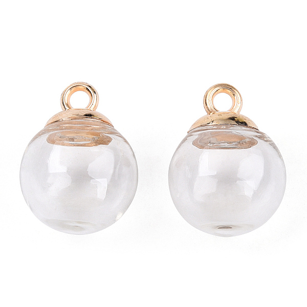 

PandaHall Glass Ball Pendants, with CCB Plastic Findings, Round, Clear, 21x15.5~16mm, Hole: 2.6mm Glass Round Clear