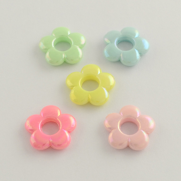 

PandaHall AB Color Plated Opaque Acrylic Bead Frames, Flower, Mixed Color, 19x4mm, Hole: 2mm, Inner diameter: 6mm Acrylic Flower Multicolor