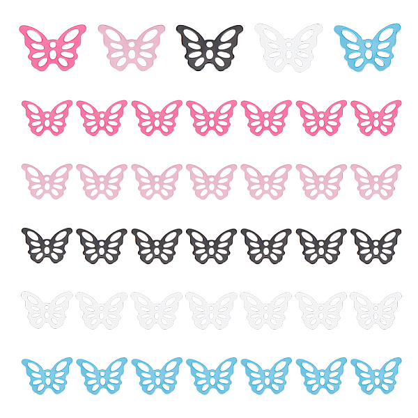 

PandaHall Unicraftale 40Pcs 5 Colors Spray Painted 201 Stainless Steel Pendants, Butterfly Charms, Mixed Color, 15x10.5x0.5mm, Hole: 1.2mm..., Multicolor