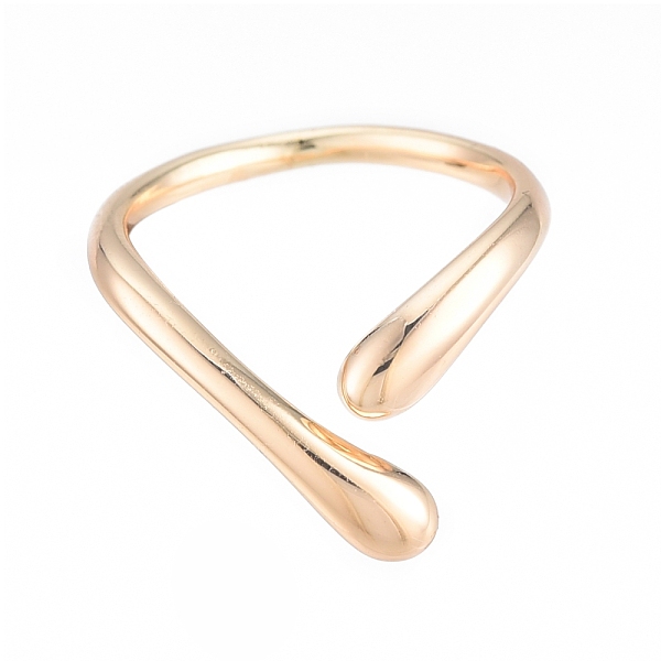 

PandaHall Brass Teardrop Open Cuff Ring for Women, Nickel Free, Real 18K Gold Plated, US Size 6 1/2(16.9mm) Brass