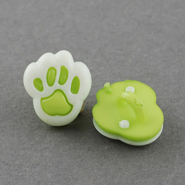 

PandaHall Acrylic Shank Buttons, 1-Hole, Dyed, Paw, Yellow Green & White, 19x17x8mm, Hole: 4x2mm Acrylic Others Green