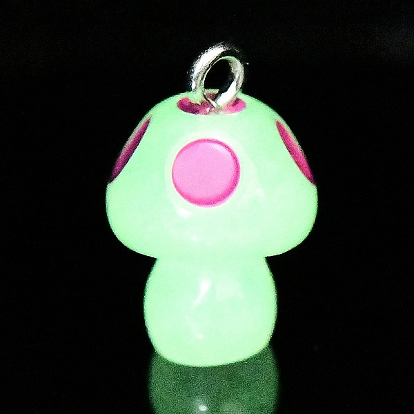 

PandaHall Spray Painted Luminous Resin Pendants, Mushroom Charm, with Glitter Powder and Platinum Tone Iron Loops, Medium Violet Red...