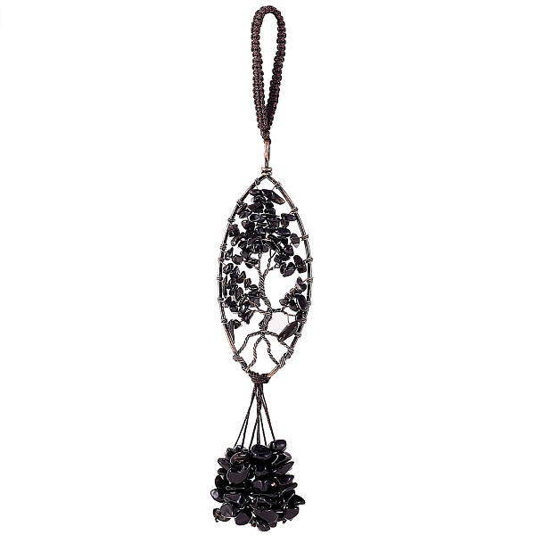 

PandaHall 1Pc Natural Obsidian Big Pendant Decotations, with Brass Findings, Horse Eye with Tree of Life Pattern, Cadmium Free & Lead Free...