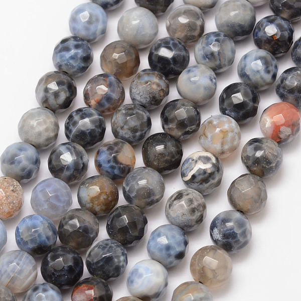 

PandaHall Natural Fire Crackle Agate Bead Strands, Round, Grade A, Faceted, Dyed & Heated, Black, 8mm, Hole: 1mm, about 47pcs/strand, 15...