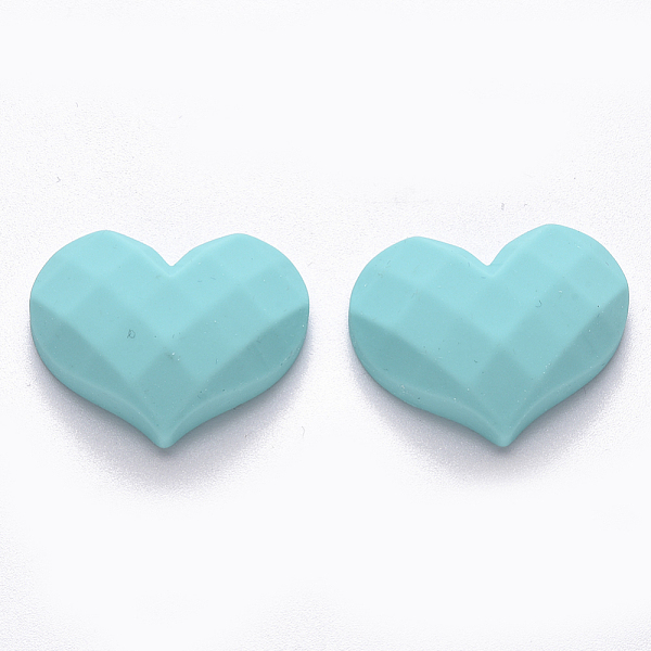 

PandaHall Opaque Resin Cabochons, Faceted, Heart, Medium Turquoise, 20x27x10mm Epoxy Resin Heart Cyan