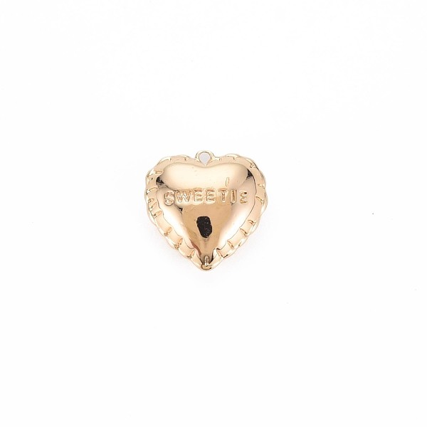 

PandaHall Brass Charms, Nickel Free, Hollow Back, for Valentine's Day, Heart with Word SWEETIE, Real 18K Gold Plated, 12x11.5x4.5mm, Hole...