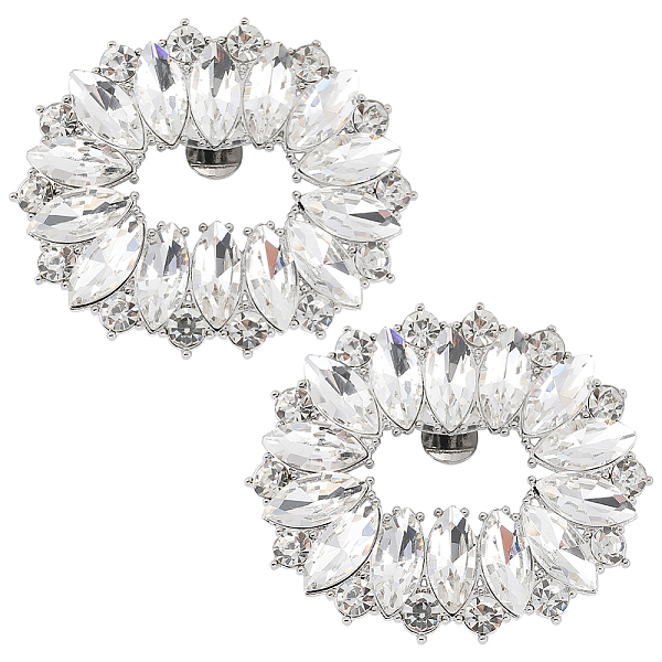 

PandaHall Gorgecraft Alloy Rhinestone Shoe Decoration, Detachable Shoe Buckle Clip, Rectangle, Platinum, 48.5x57x10.5mm Alloy+Rhinestone..., Clear