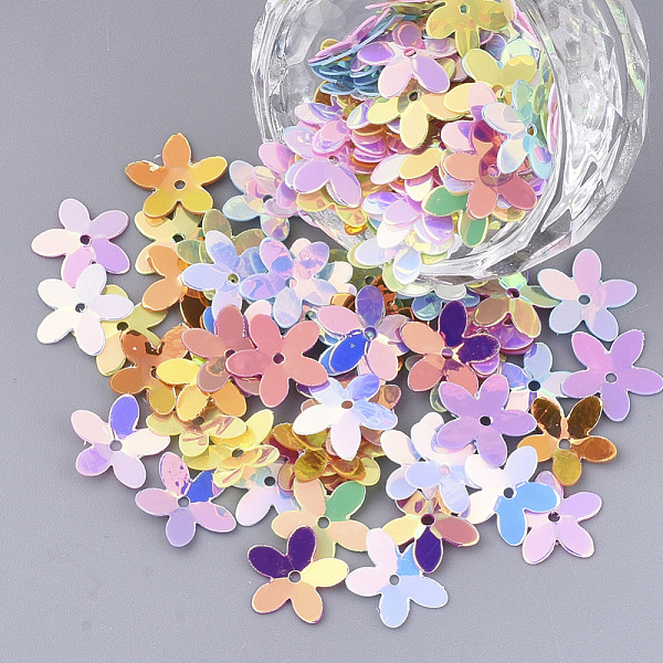 

PandaHall Ornament Accessories, PVC Plastic Paillette/Sequins Beads, Flower, Mixed Color, 10x10x0.4mm, Hole: 1.2mm, about 480pcs/bag PVC..., Multicolor