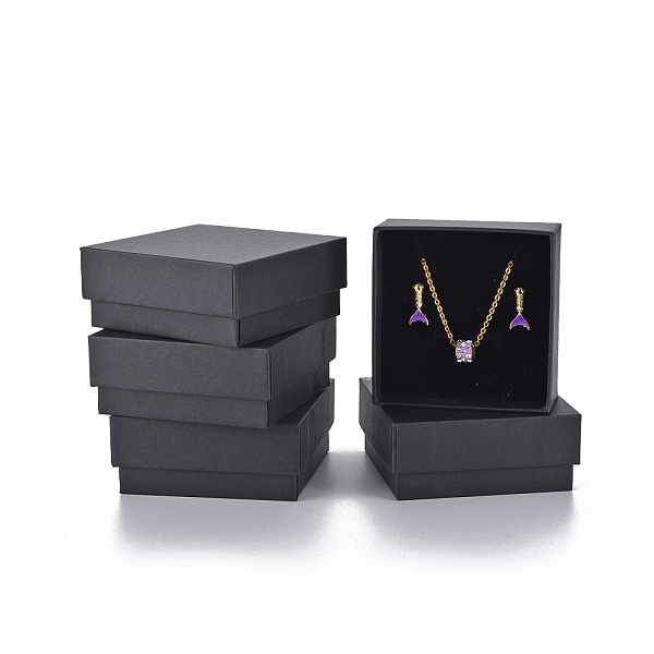 

PandaHall Cardboard Jewelry Set Box, for Ring, Earring, Necklace, with Sponge Inside, Square, Black, 7.6x7.6x3.2cm, Inner Size: 6.9x6.9cm...