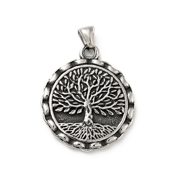 

PandaHall 304 Stainless Steel Pendants, Flat Round with Tree of Life, Antique Silver, 44x38x4.5mm, Hole: 7x4.8mm 304 Stainless Steel Flat...