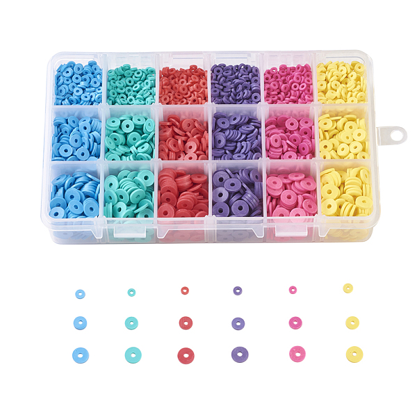 

PandaHall 6 Colors Handmade Polymer Clay Beads, Disc/Flat Round, Heishi Beads, Mixed Color, 16.5x10.8x3cm Polymer Clay Disc Multicolor