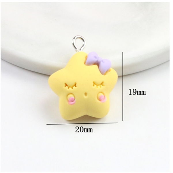 

PandaHall Opaque Resin Pendants, with Platinum Tone Iron Loops, Sleeping Star with Bowknot, Champagne Yellow, 24x19x8.5mm, Hole: 2mm...