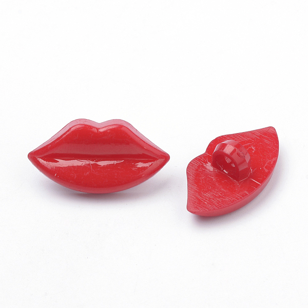 

PandaHall Acrylic Shank Buttons, 1-Hole, Lip, Red, 13x25x10mm, Hole: 4mm Acrylic Lip Red