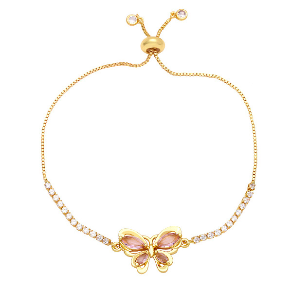 Pulsera De Mariposa Elegante Y Minimalista Con Circonitas Brillantes