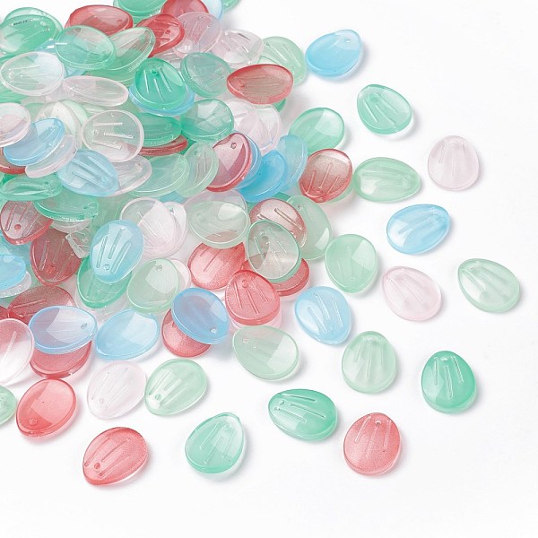 

PandaHall Transparent Spray Painted Glass Pendants, Petal, Mixed Color, 15.5x12x3mm, Hole: 1mm Glass Petaline Multicolor