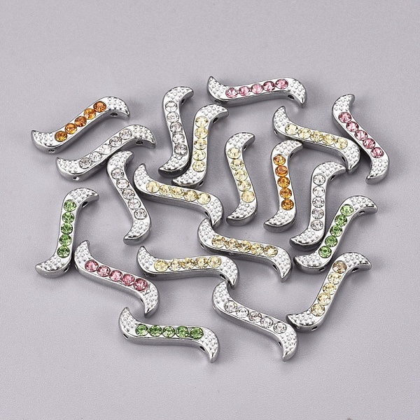

PandaHall Platinum Alloy Rhinestone Twist Spacer Bars, Cadmium Free & Lead Free, Mixed Color, 19x6x4mm, Hole: 1mm Alloy+Rhinestone Rectangle..., Multicolor