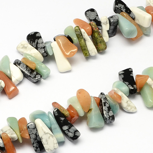 

PandaHall Mixed Natural Gemstone Bead Strands, Nuggets, Mixed Color, 12~20x6~10x3~10mm, Hole: 1mm, about 104pcs/strand, 15.7 inch Mixed..., Multicolor