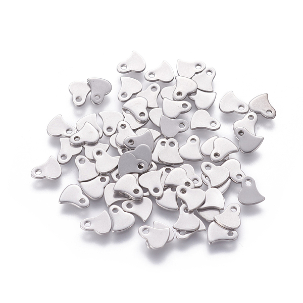 

PandaHall 201 Stainless Steel Charms, Stamping Blank Tag, Heart, Stainless Steel Color, 6x6x1mm, Hole: 1mm 201 Stainless Steel Heart