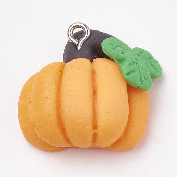 

PandaHall Autumn Theme Handmade Polymer Clay Pendants, with Iron Findings, Pumpkin, Platinum, Orange, 23x24x12mm, Hole: 2mm Polymer Clay...