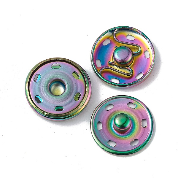 

PandaHall Ion Plating(IP) 202 Stainless Steel Snap Buttons, Garment Buttons, Sewing Accessories, Rainbow Color, 23x6mm Stainless Steel Flat...