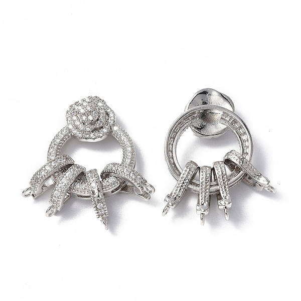 

PandaHall Brass Micro Pave Clear Cubic Zirconia Fold Over Clasps, Multi Clasp Findings, Ring, Platinum, Ring: 22x18x8mm, Clasp: 12x7x2.5mm...