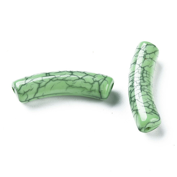 

PandaHall Opaque Crackle Acrylic Beads, Curved Tube, Pale Green, 32x10x8mm, Hole: 1.8mm, about 330pcs/500g Acrylic Tube