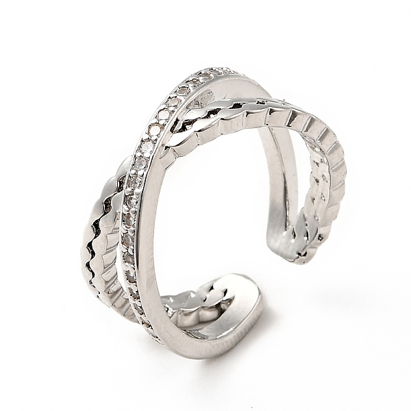 

PandaHall Clear Cubic Zirconia Criss Cross Open Cuff Ring, Brass Jewelry for Women, Real Platinum Plated, US Size 5 3/4(16.3mm) Brass+Cubic...