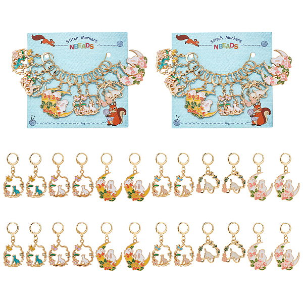 

PandaHall 12Pcs 6 Style Cat & Rabbit Alloy Enamel Pendant Locking Stitch Markers, 304 Stainless Steel Stitch Markers, Mixed Color, 4~4.9cm..., Multicolor