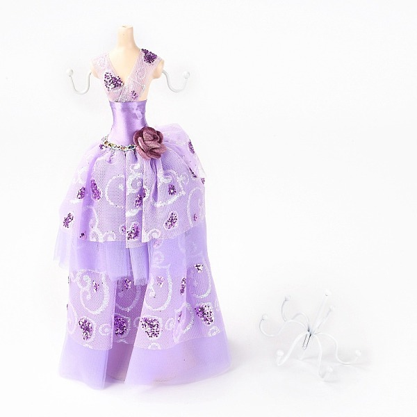 

PandaHall Princess Jewelry Stand, Mesh Dress Resin Human Model Bracket, Metal Earrings Rack Double-Deck Receptacle, Lilac, 8.3x6x31cm Resin..., Purple