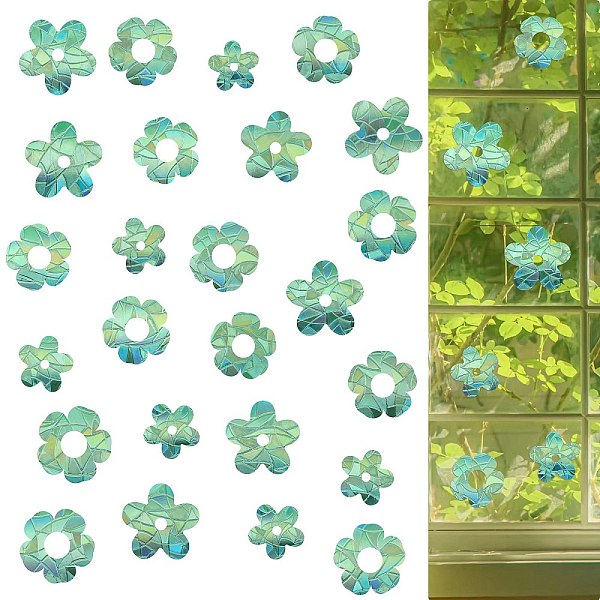 2PCS 2 Styles PVC Stickers Dazzling Color Window Stickers 3D Laser Flower Electrostatic Glass Window Stickers