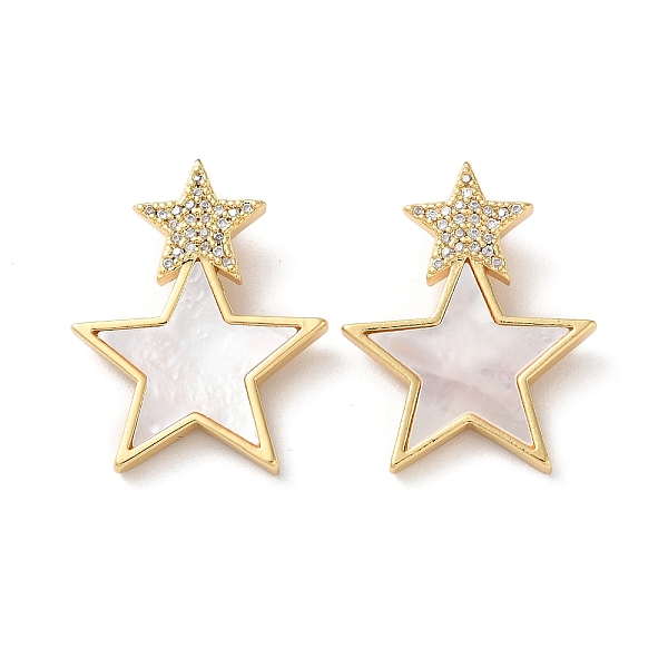 

PandaHall Brass Micro Pave Clear Cubic Zirconia Pendants, with Shell, Real 18K Gold Plated, Star, 26.5x21x6mm, Hole: 4.5x2mm Brass+Cubic...