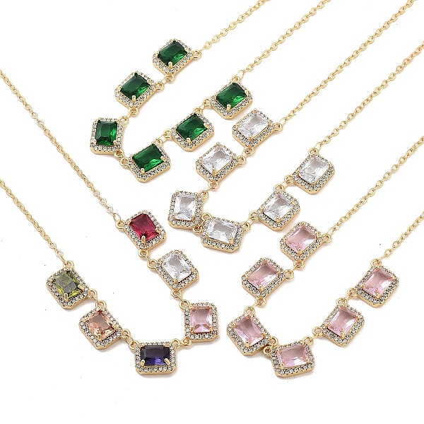 

PandaHall Rack Plating Brass Micro Pave Cubic Zirconia Necklaces, with Flat Round Glass, Cadmium Free & Lead Free, Mixed Color, 15.55~15.75..., Multicolor