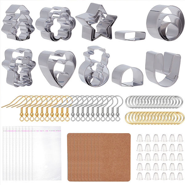 

PandaHall DIY Christmas Earring Making Finding Kit, Including 430 Stainless Steel Polymer Clay Cutters, Plastic Ear Nuts, Metal Earring..., Multicolor