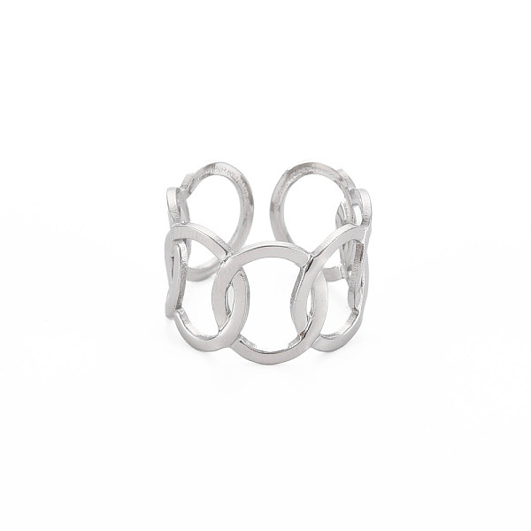 

PandaHall 304 Stainless Steel Interlocking Oval Open Cuff Ring, Stainless Steel Color, US Size 8(18.1mm) 304 Stainless Steel