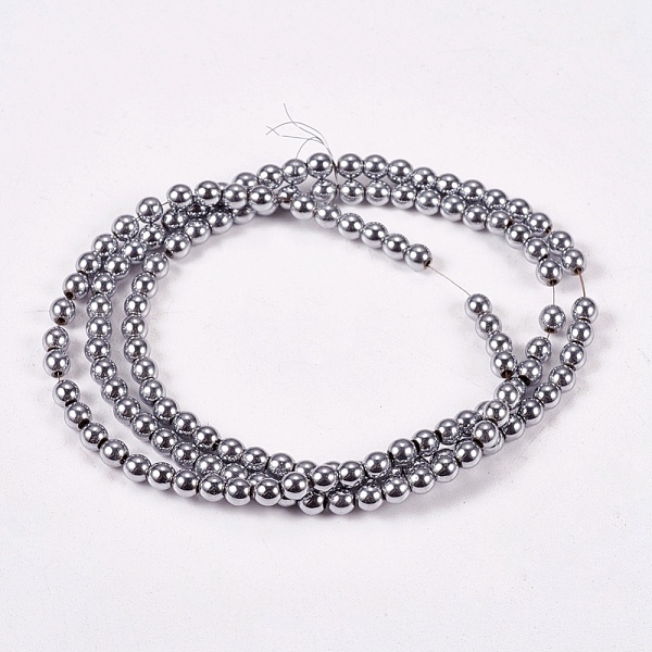 

PandaHall Electroplate Non-magnetic Synthetic Hematite Beads Strands, Round, Grade A, Platinum Plated, 3mm, Hole: 1mm, about 127pcs/strand...