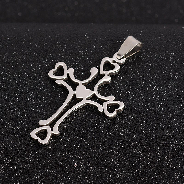 

PandaHall 201 Stainless Steel Cross Pendants, Stainless Steel Color, 47x30.5x1.5mm, Hole: 4x8mm 201 Stainless Steel Cross