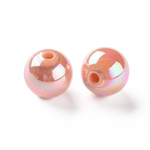 

PandaHall Opaque Acrylic Beads, AB Color Plated, Round, Dark Salmon, 12x11mm, Hole: 2.5mm, about 566pcs/500g Acrylic Round