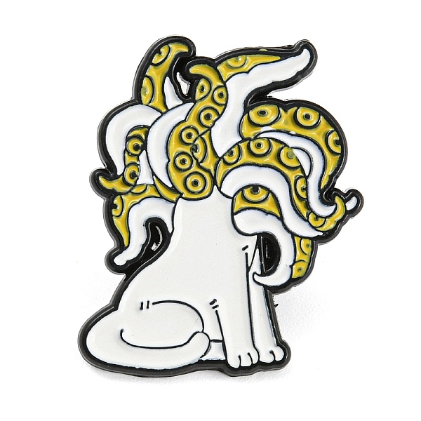 PandaHall Octopus Dog Enamel Pins, Alloy Badge for Backpack Clothes, Yellow, 26x21.5x1mm Alloy+Enamel Octopus Yellow