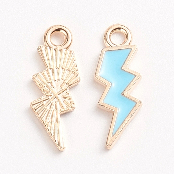

PandaHall Alloy Enamel Pendants, Lightning, Light Gold, Light Sky Blue, 20.5x7.5x1.5mm, Hole: 2mm Alloy+Enamel Others Blue