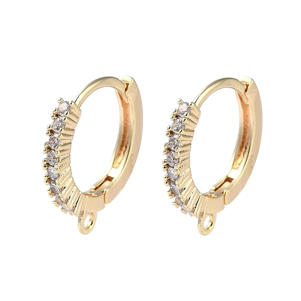 

PandaHall Brass Micro Pave Cubic Zirconia Hoop Earrings Findings, Ring, Real 18K Gold Plated, 13.5x12.5x1.5mm, Hole: 1mm, Pin: 0.7mm...