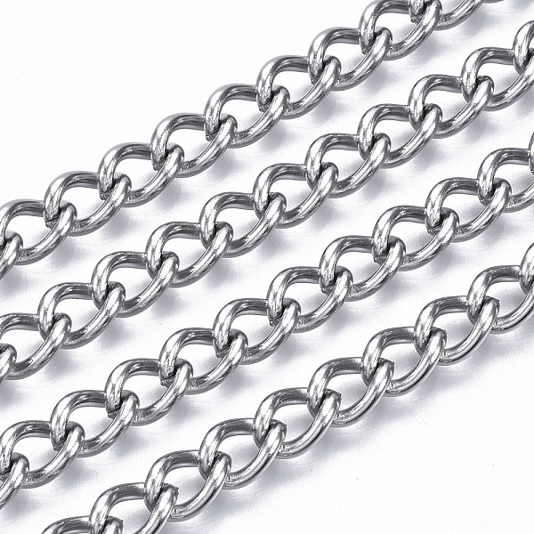 

PandaHall 304 Stainless Steel Curb Chains, Twisted Chains, with Spool, Unwelded, Stainless Steel Color, 9x6x3mm, about 82.02 Feet(25m)/roll...