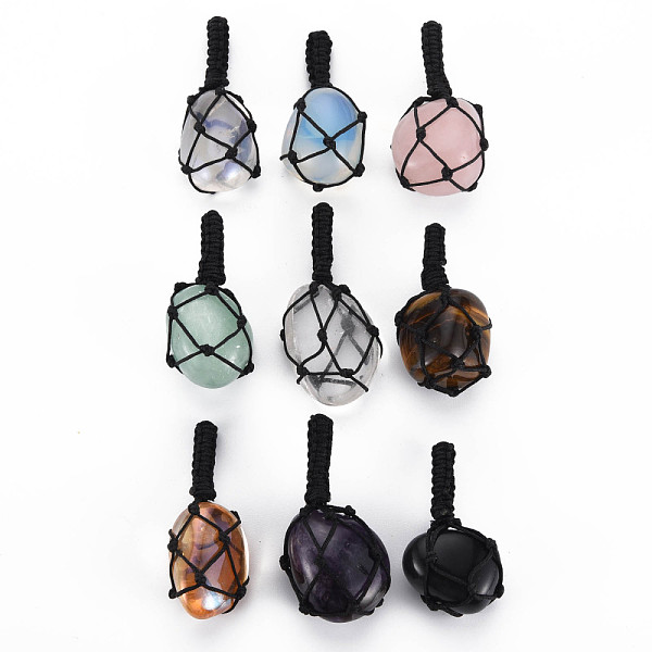 

PandaHall Natural & Synthetic Gemstone Big Pendants, with Woven TaiWan Nylon Thread, Nuggets, 44.5~58x24.5~28.5x15~32.5mm, Hole...