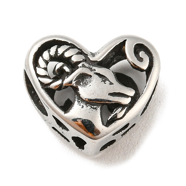 

PandaHall 316 Surgical Stainless Steel Hollow Out Beads, Heart with Twelve Constellations, Aries , Aries, 10x12x6.5mm, Hole: 4mm 316...