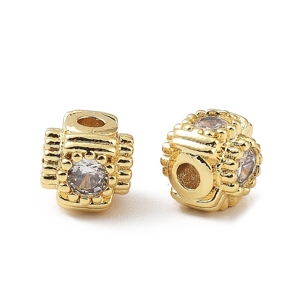 

PandaHall Brass Micro Pave Cubic Zirconia Beads, Cube, Real 18K Gold Plated, 6x6x6mm, Hole: 1.6mm Brass+Cubic Zirconia Cube Clear