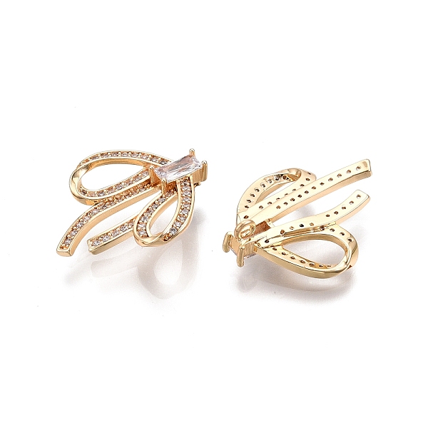 

PandaHall Ion Plating(IP) Brass Micro Pave Clear Cubic Zirconia Pnedants, Nickel Free, Bowknot Charms, Real 18K Gold Plated, 23x19.5x6mm...